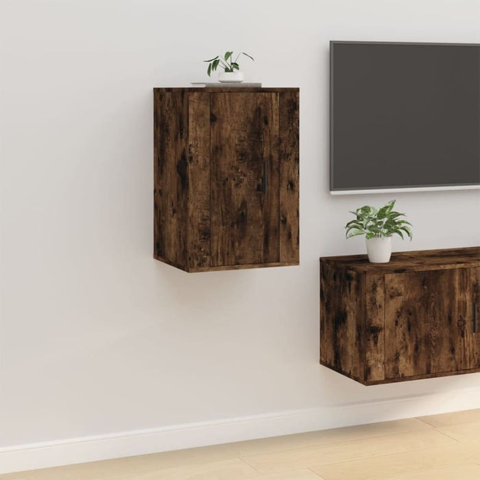 Wall Mounted Tv Cabinets 2 Pcs Smoked Oak 40x34.5x60 Cm