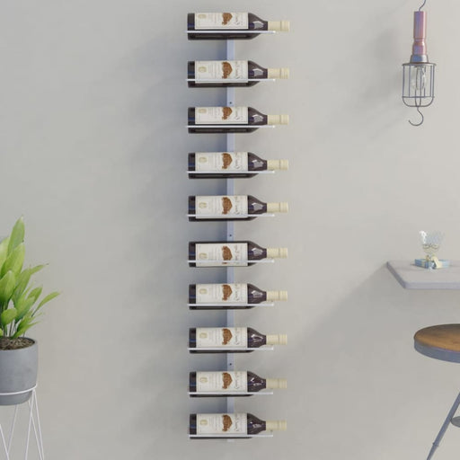 Wall - mounted Wine Rack For 10 Bottles White Metal Tabkba