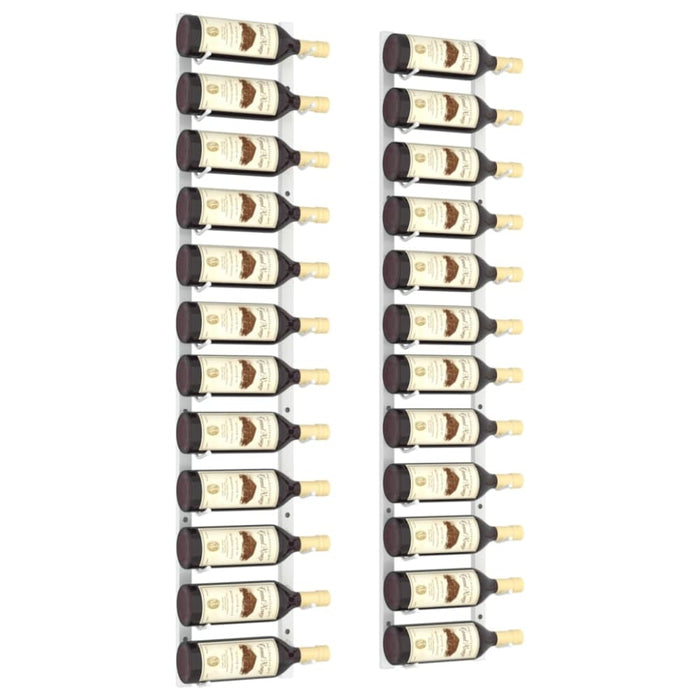 Wall Mounted Wine Rack for 12 Bottles 2 Pcs White Iron