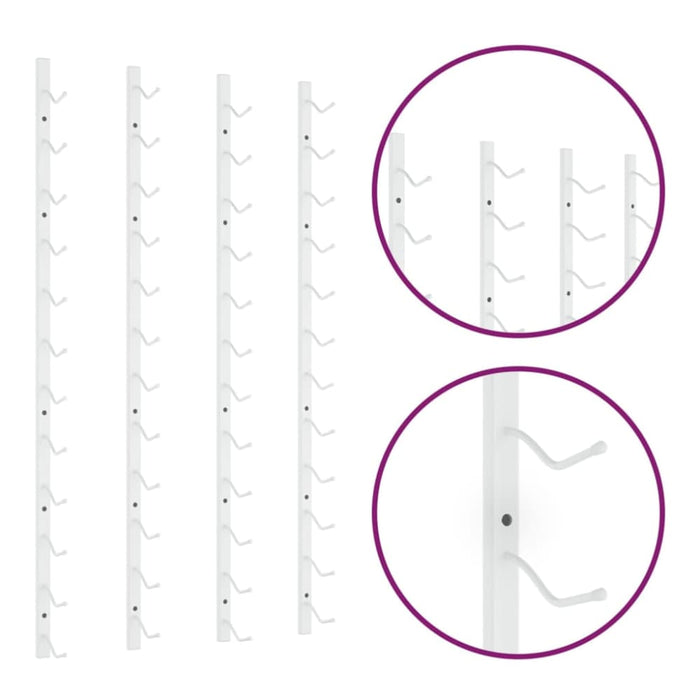 Wall Mounted Wine Rack for 12 Bottles 2 Pcs White Iron