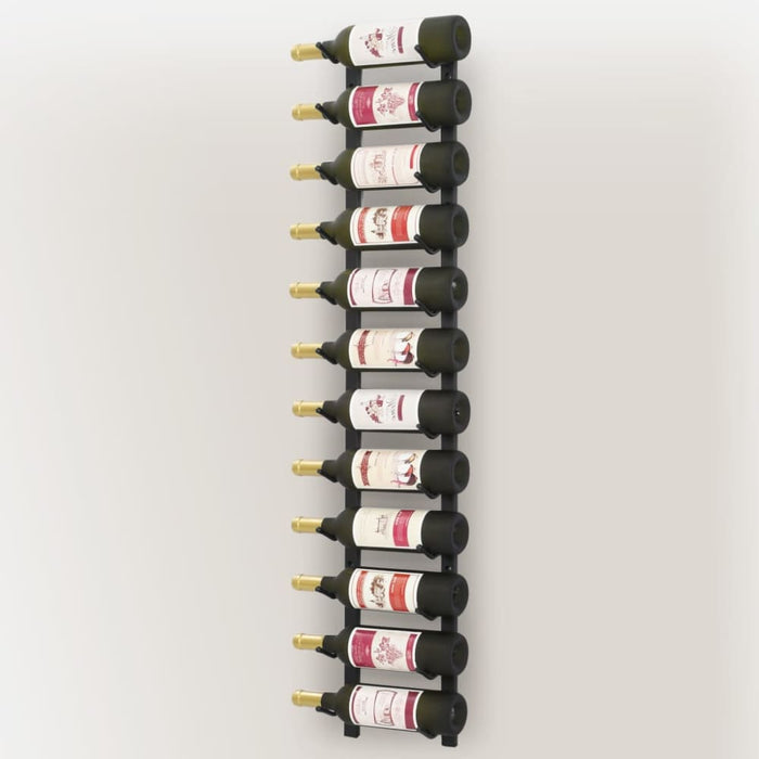 Wall Mounted Wine Rack for 12 Bottles Black Iron Xnxall