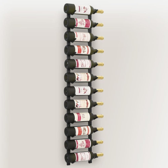 Wall Mounted Wine Rack for 12 Bottles Black Iron Xnxall