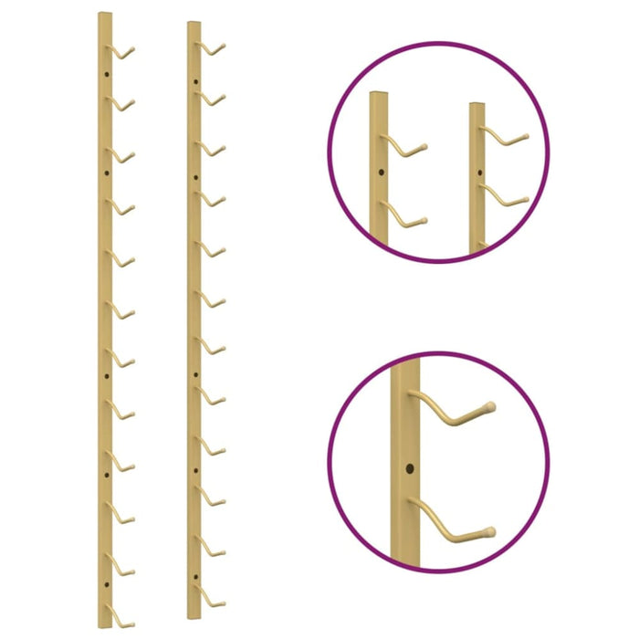 Wall Mounted Wine Rack for 12 Bottles Gold Iron Tabnnb