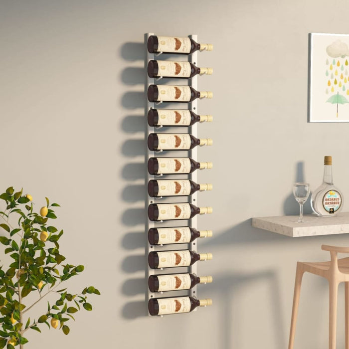 Wall Mounted Wine Rack for 12 Bottles White Iron Tabnik