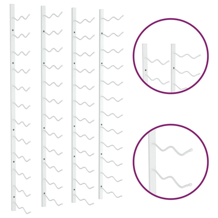 Wall Mounted Wine Rack for 24 Bottles 2 Pcs White Iron