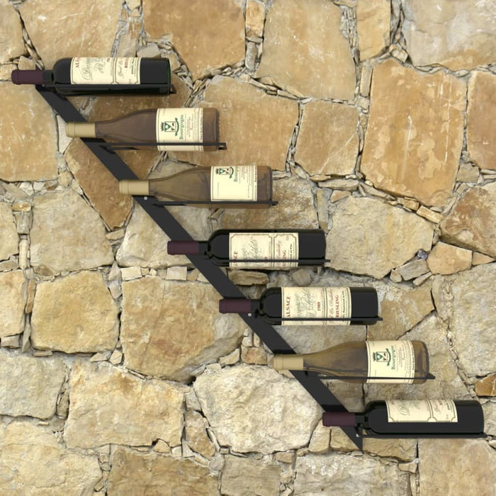 Wall-mounted Wine Rack for 7 Bottles Black Metal Xnkpla