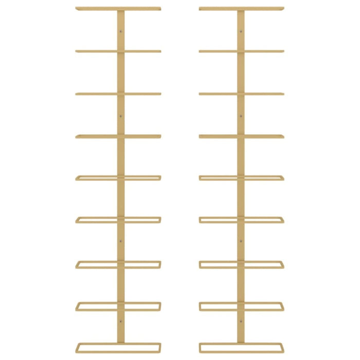 Wall-mounted Wine Rack For 9 Bottles 2 Pcs Gold Iron Tabkbt