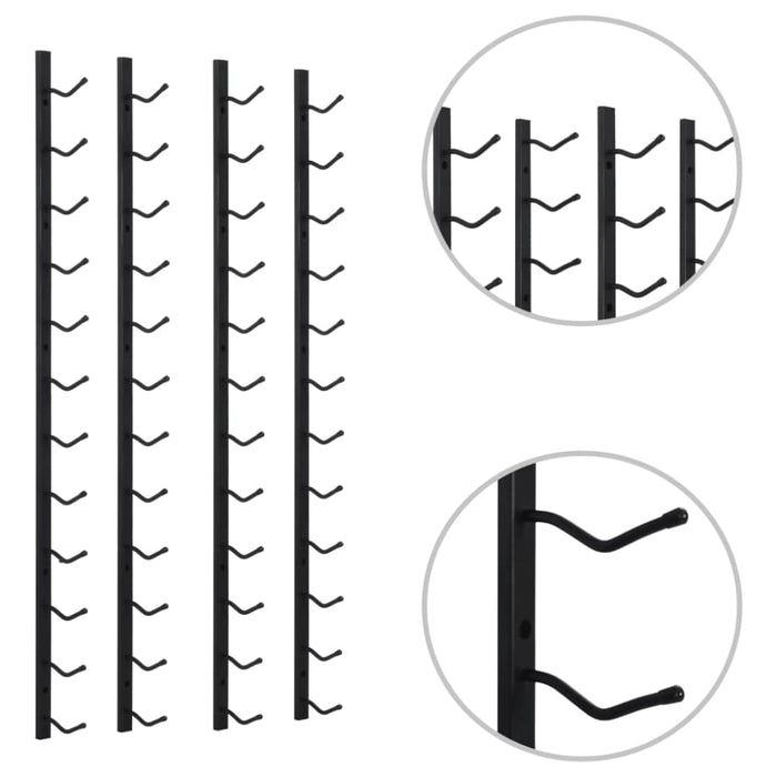 Wall Mounted Wine Racks for 12 Bottles 2 Pcs Black Iron