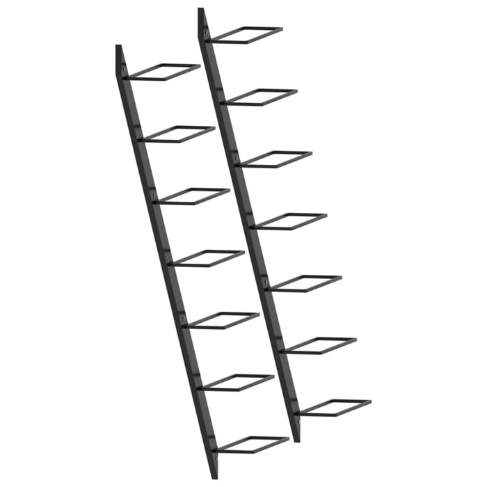 Wall-mounted Wine Racks for 14 Bottles 2 Pcs Black Metal