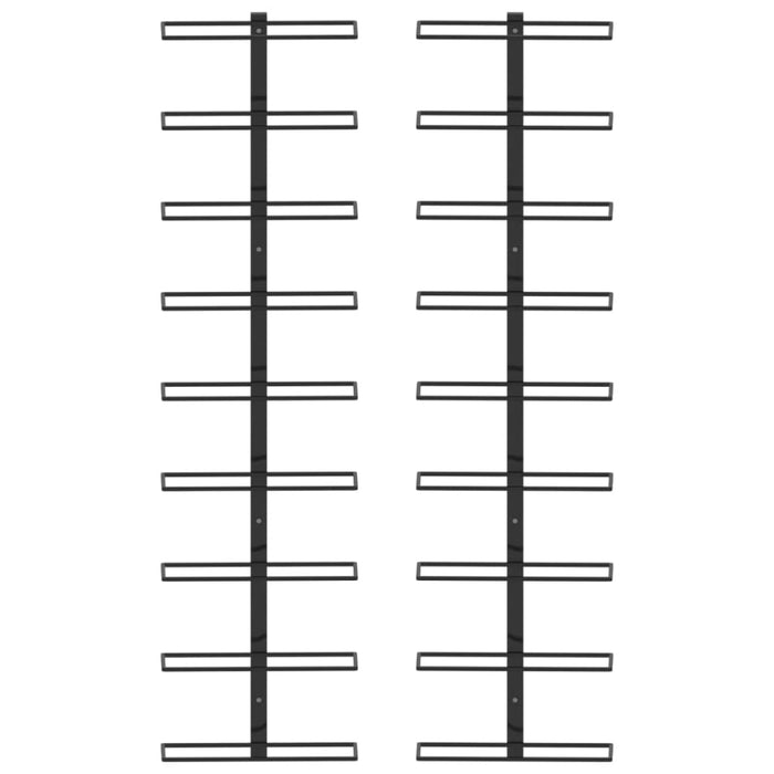 Wall-mounted Wine Racks for 18 Bottles 2 Pcs Black Iron