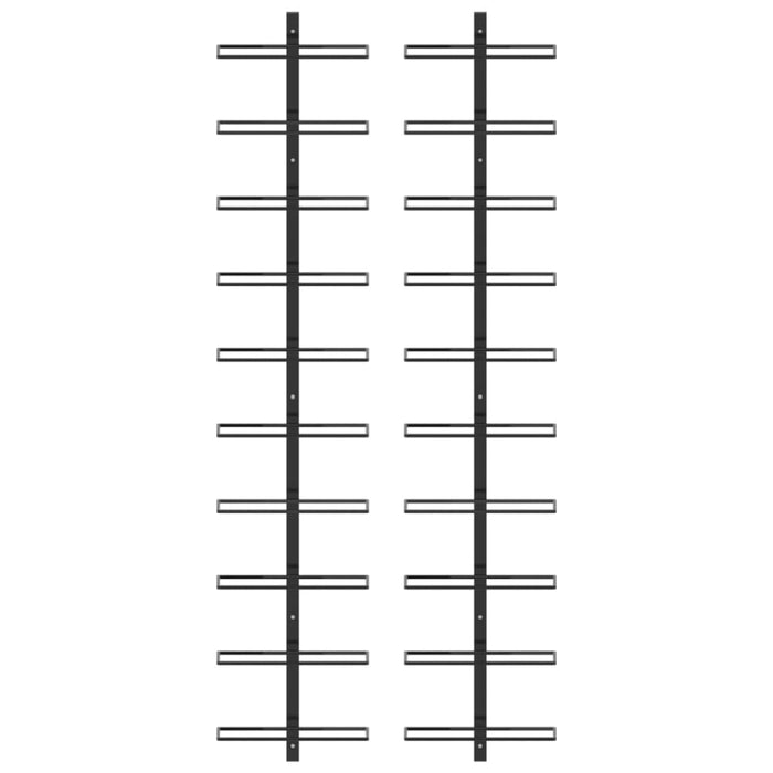 Wall-mounted Wine Racks for 20 Bottles 2 Pcs Black Metal
