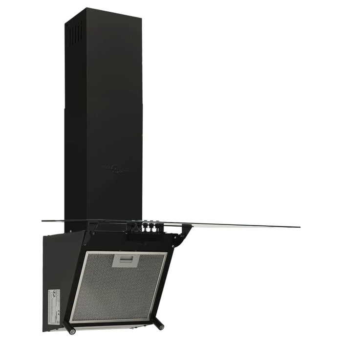Wall Range Hood 60 Cm Steel And Tempered Glass Black Polli