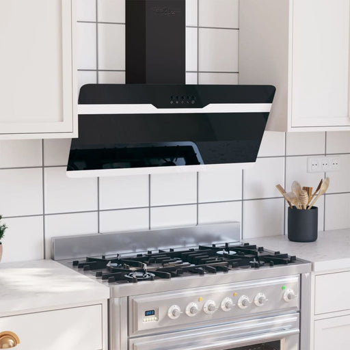 Wall Range Hood 90 Cm Steel And Tempered Glass Black Pollk