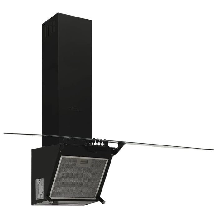 Wall Range Hood 90 Cm Steel And Tempered Glass Black Pollk