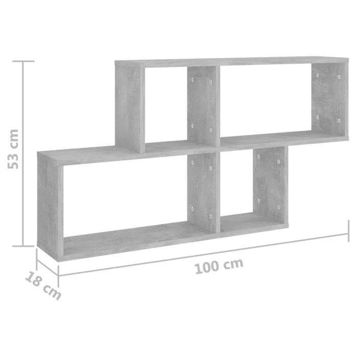 Wall Shelf Concrete Grey 100x18x53 Cm Chipboard Nbiola