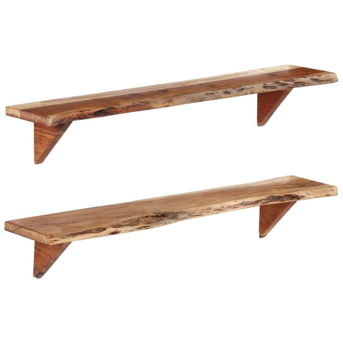Wall Shelves 2 Pcs 110x20x18 Cm Solid Wood Acacia Ttinxa