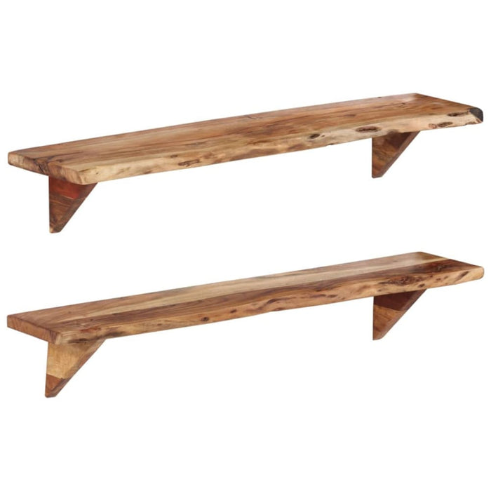 Wall Shelves 2 Pcs 110x20x18 Cm Solid Wood Acacia Ttinxa