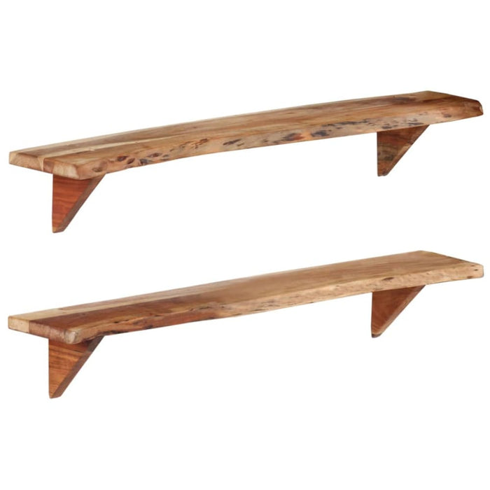 Wall Shelves 2 Pcs 110x20x18 Cm Solid Wood Acacia Ttinxa