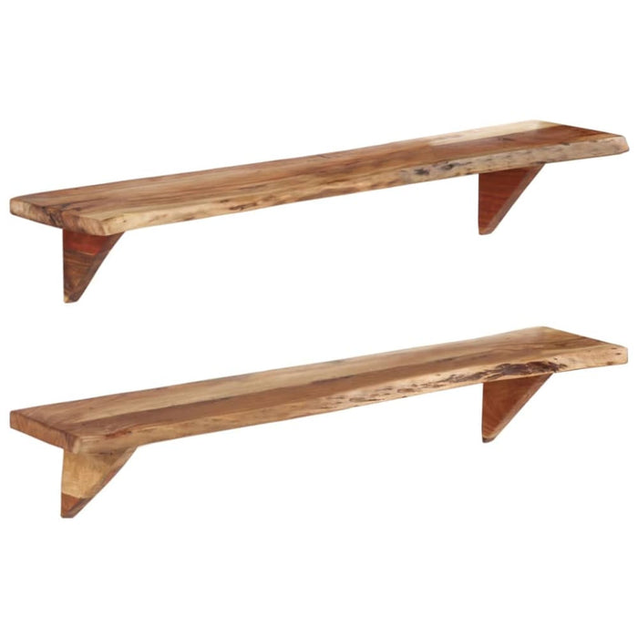 Wall Shelves 2 Pcs 110x20x18 Cm Solid Wood Acacia Ttinxa