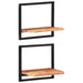 Wall Shelves 2 Pcs 40x24x35 Cm Solid Wood Acacia and Steel