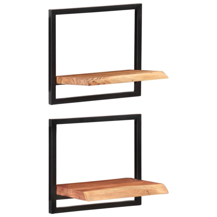 Wall Shelves 2 Pcs 40x24x35 Cm Solid Wood Acacia and Steel