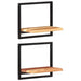 Wall Shelves 2 Pcs 40x24x35 Cm Solid Wood Acacia and Steel
