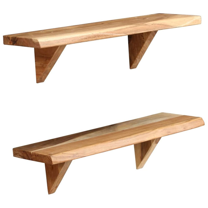 Wall Shelves 2 Pcs Solid Acacia Wood Xaikxi