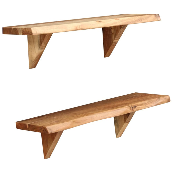 Wall Shelves 2 Pcs Solid Acacia Wood Xaikxi