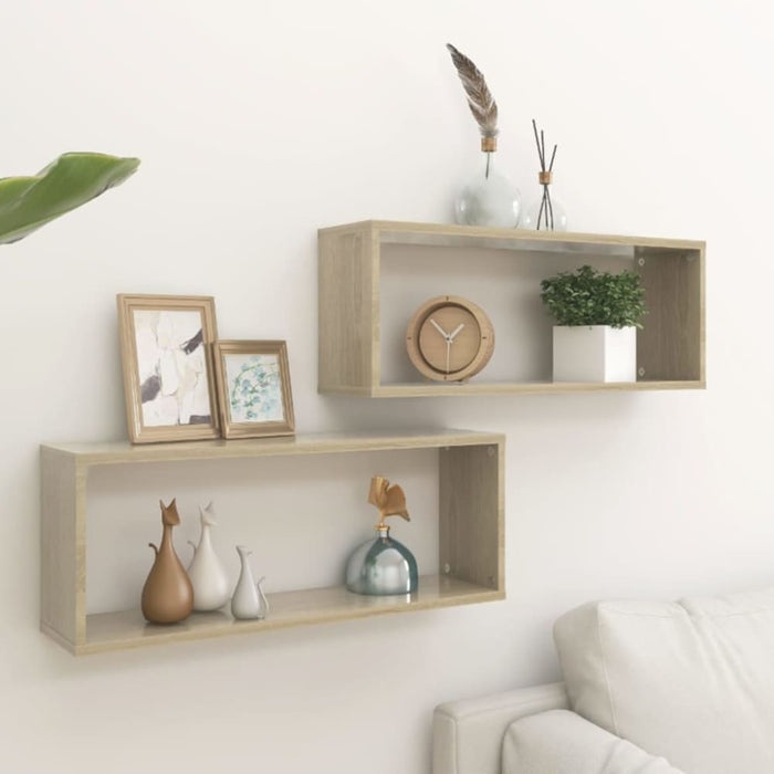 Wall Shelves 2 Pcs Sonoma Oak 60x15x23 Cm Chipboard Nbioax