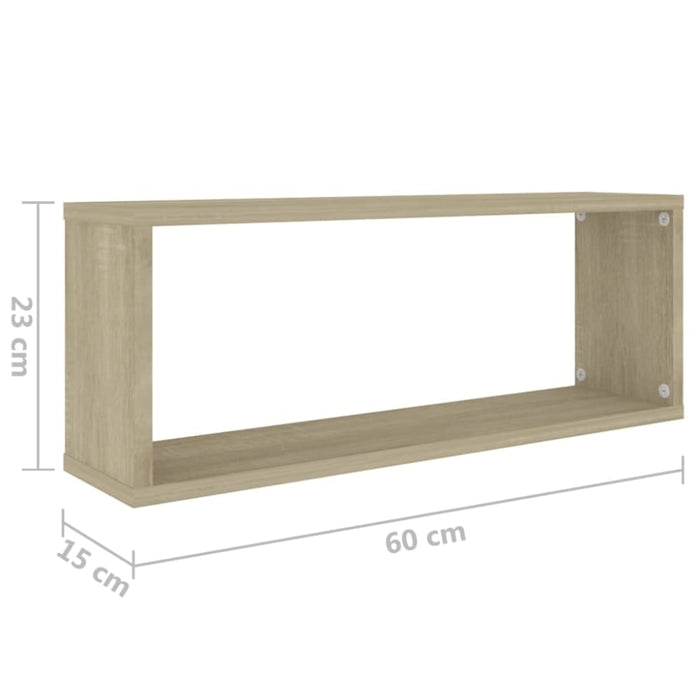 Wall Shelves 2 Pcs Sonoma Oak 60x15x23 Cm Chipboard Nbioax