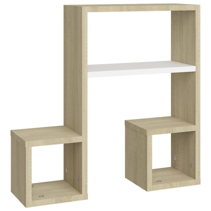 Wall Shelves 2 Pcs White and Sonoma Oak 50x15x50 Cm