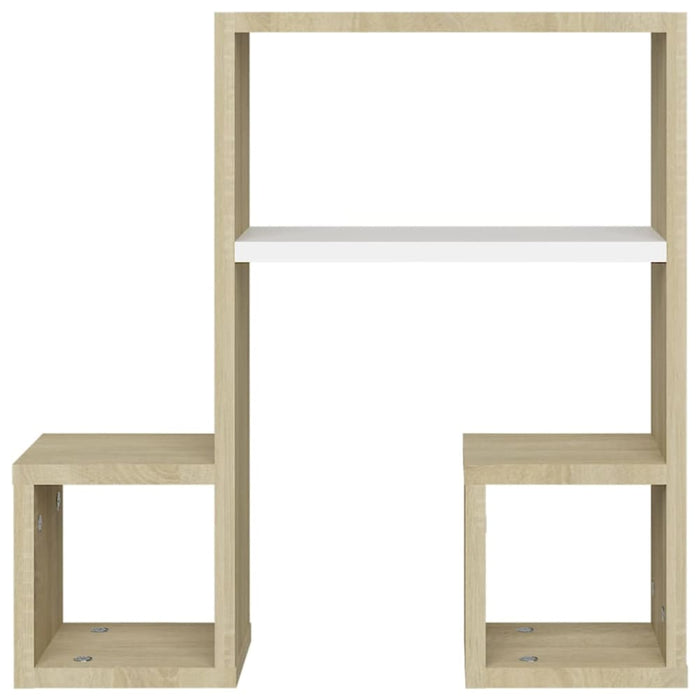 Wall Shelves 2 Pcs White and Sonoma Oak 50x15x50 Cm