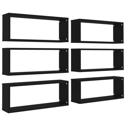 Wall Shelves 6 Pcs Black 60x15x23 Cm Chipboard Nbiotn