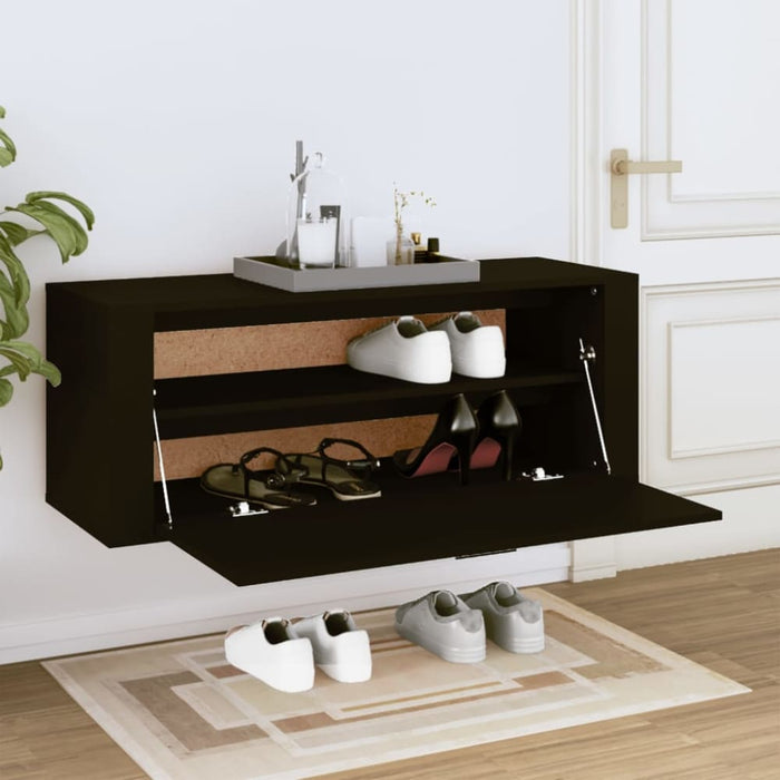 Wall Shoe Cabinet Black 100x35x38 Cm Engineered Wood Nxobxo
