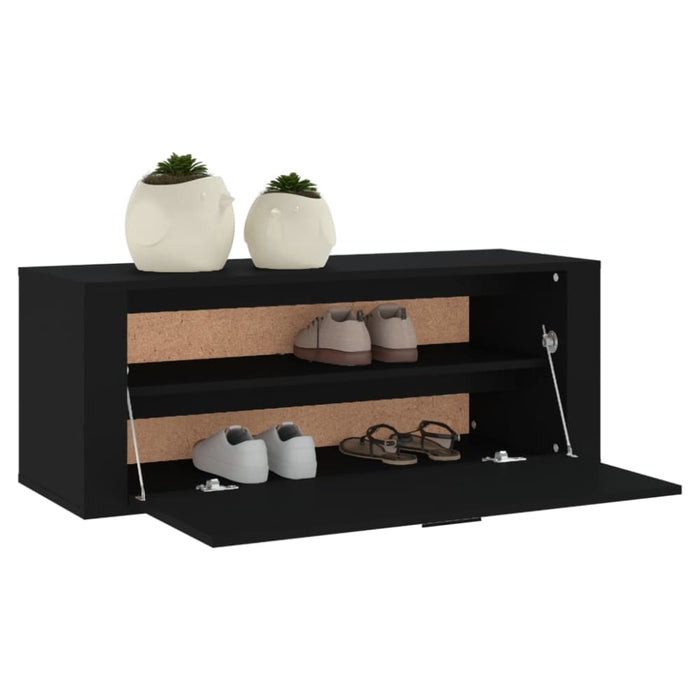 Wall Shoe Cabinet Black 100x35x38 Cm Engineered Wood Nxobxo