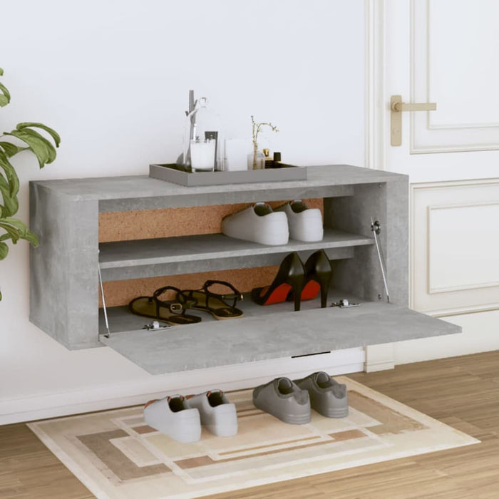 Wall Shoe Cabinet Concrete Grey 100x35x38 Cm Engineered Wood