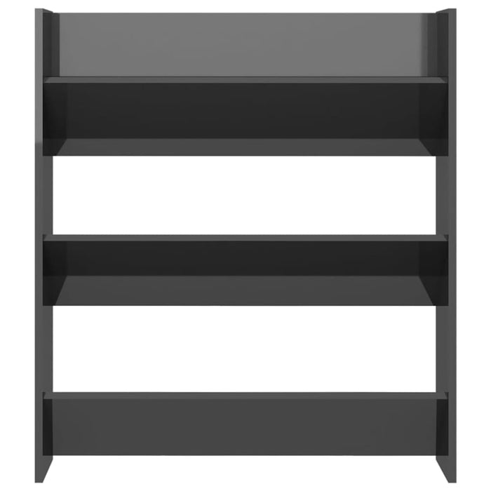 Wall Shoe Cabinet Glossy Look Grey 80x18x90 Cm Chipboard
