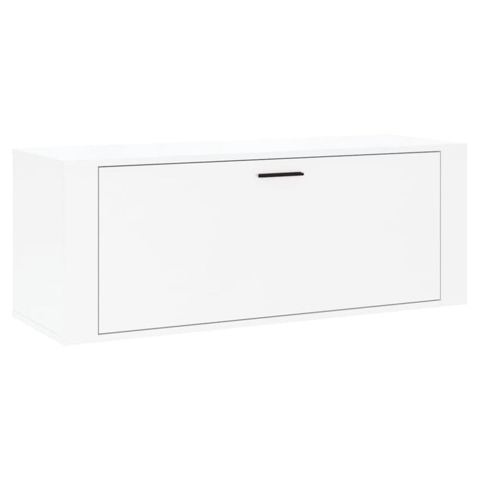 Wall Shoe Cabinet Glossy Look White 100x35x38 Cm Engineered