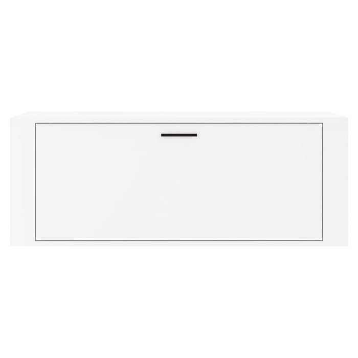 Wall Shoe Cabinet Glossy Look White 100x35x38 Cm Engineered