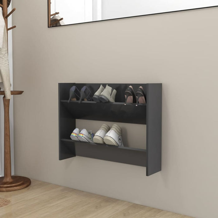Wall Shoe Cabinet Grey 80x18x60 Cm Chipboard Nbliap