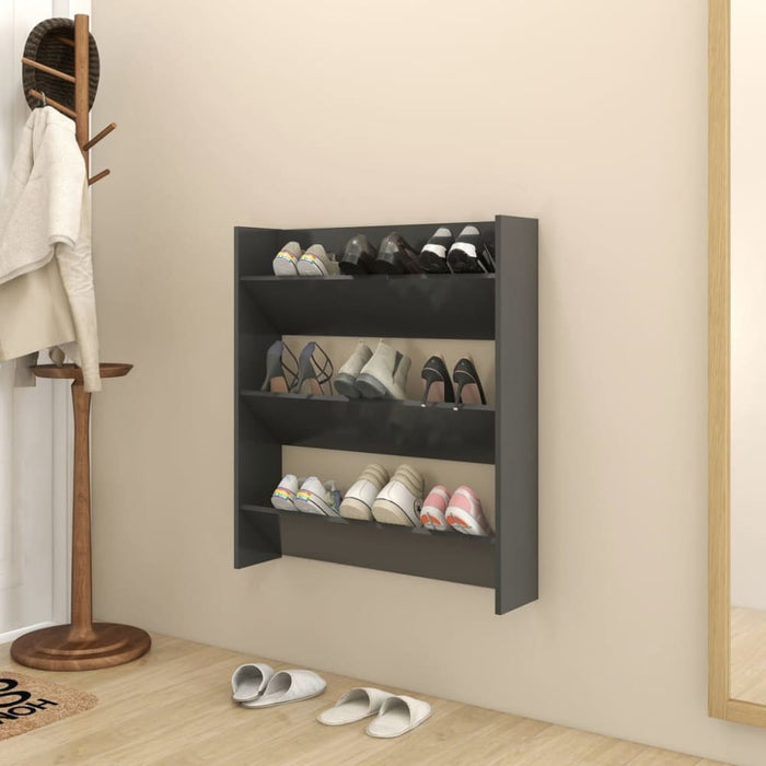 Wall Shoe Cabinet Grey 80x18x90 Cm Chipboard Nblino