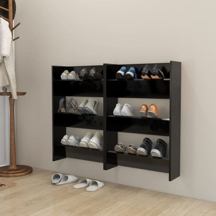 Wall Shoe Cabinets 2 Pcs Black 60x18x90 Cm Chipboard Nblilx
