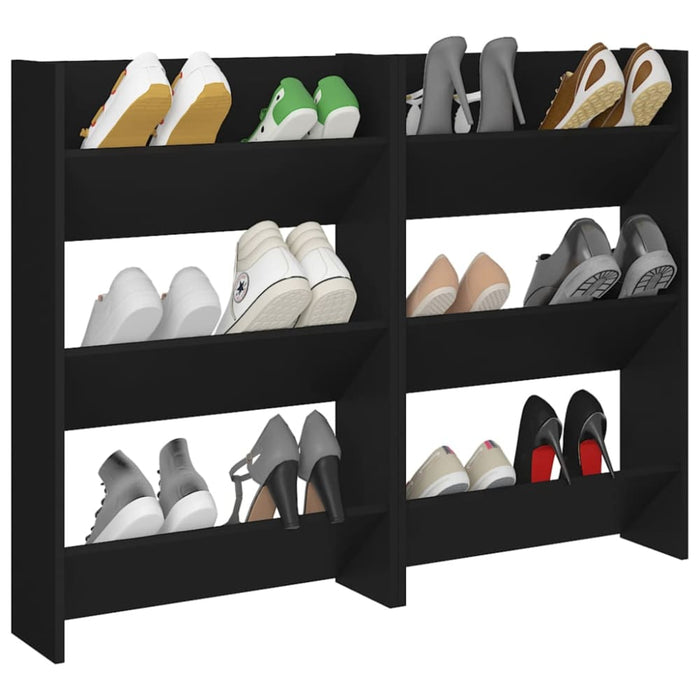 Wall Shoe Cabinets 2 Pcs Black 60x18x90 Cm Chipboard Nblilx