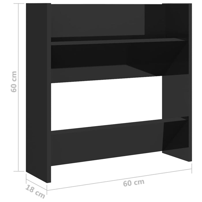 Wall Shoe Cabinets 2 Pcs Glossy Look Black 60x18x60 Cm