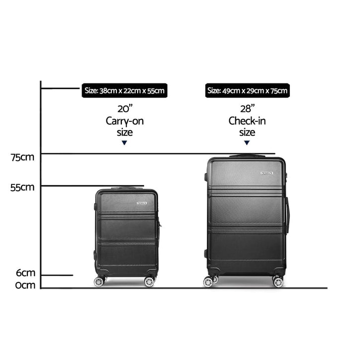 Wanderlite 28’ Luggage Trolley Travel Suitcase Set Tsa