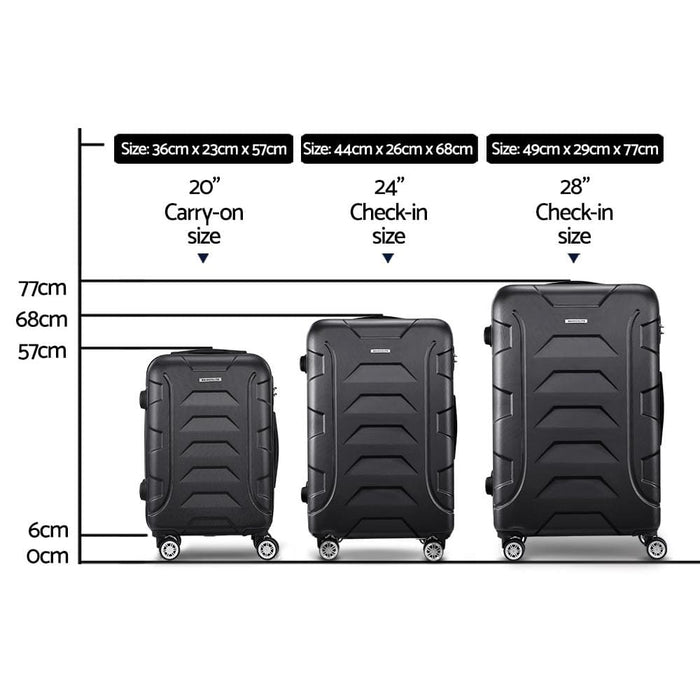 Wanderlite 3pcs Carry on Luggage Sets Suitcase Tsa Travel