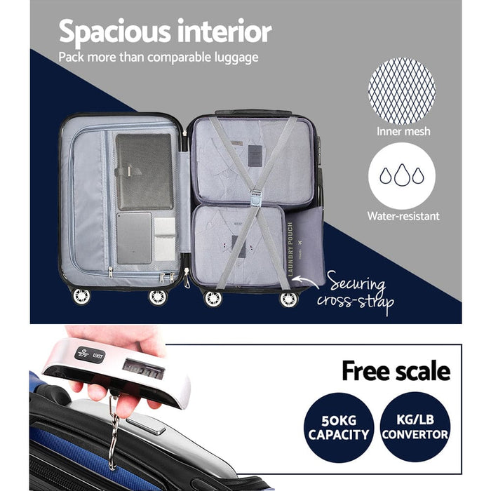 Wanderlite 3pcs Luggage Set Travel Suitcase Storage