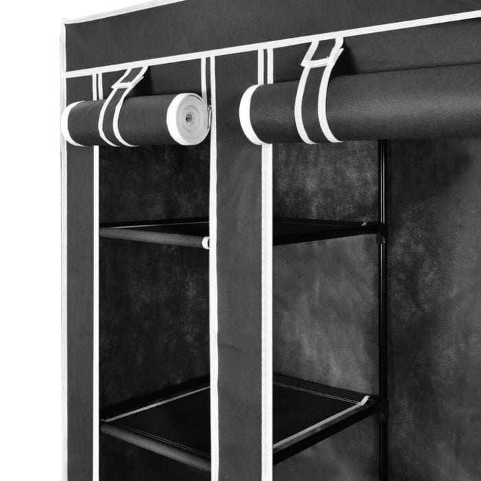 Wardrobe with Compartments and Rods 45x150x176 Cm Black