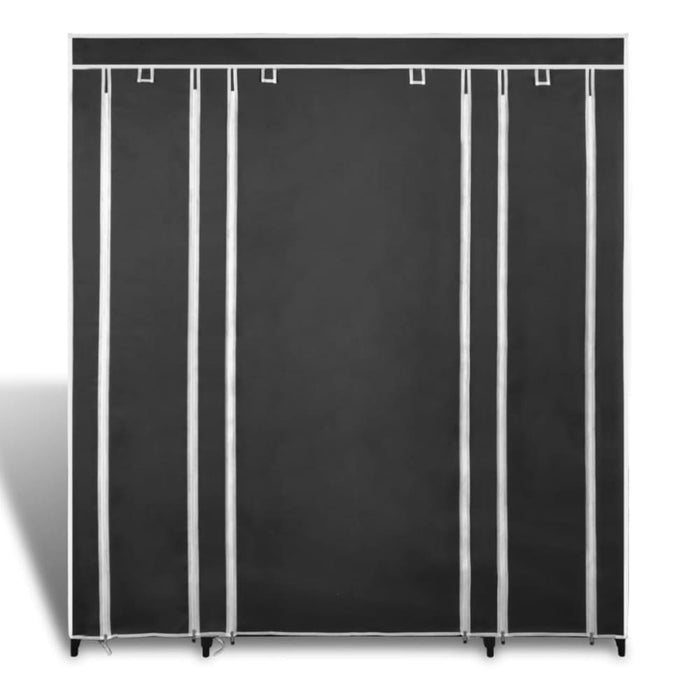 Wardrobe with Compartments and Rods 45x150x176 Cm Black