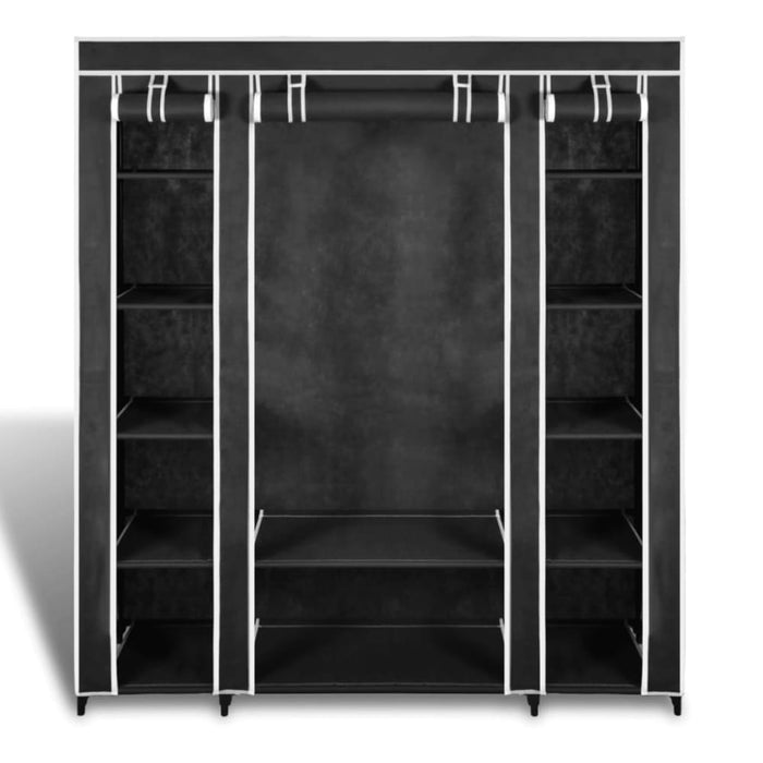 Wardrobe with Compartments and Rods 45x150x176 Cm Black